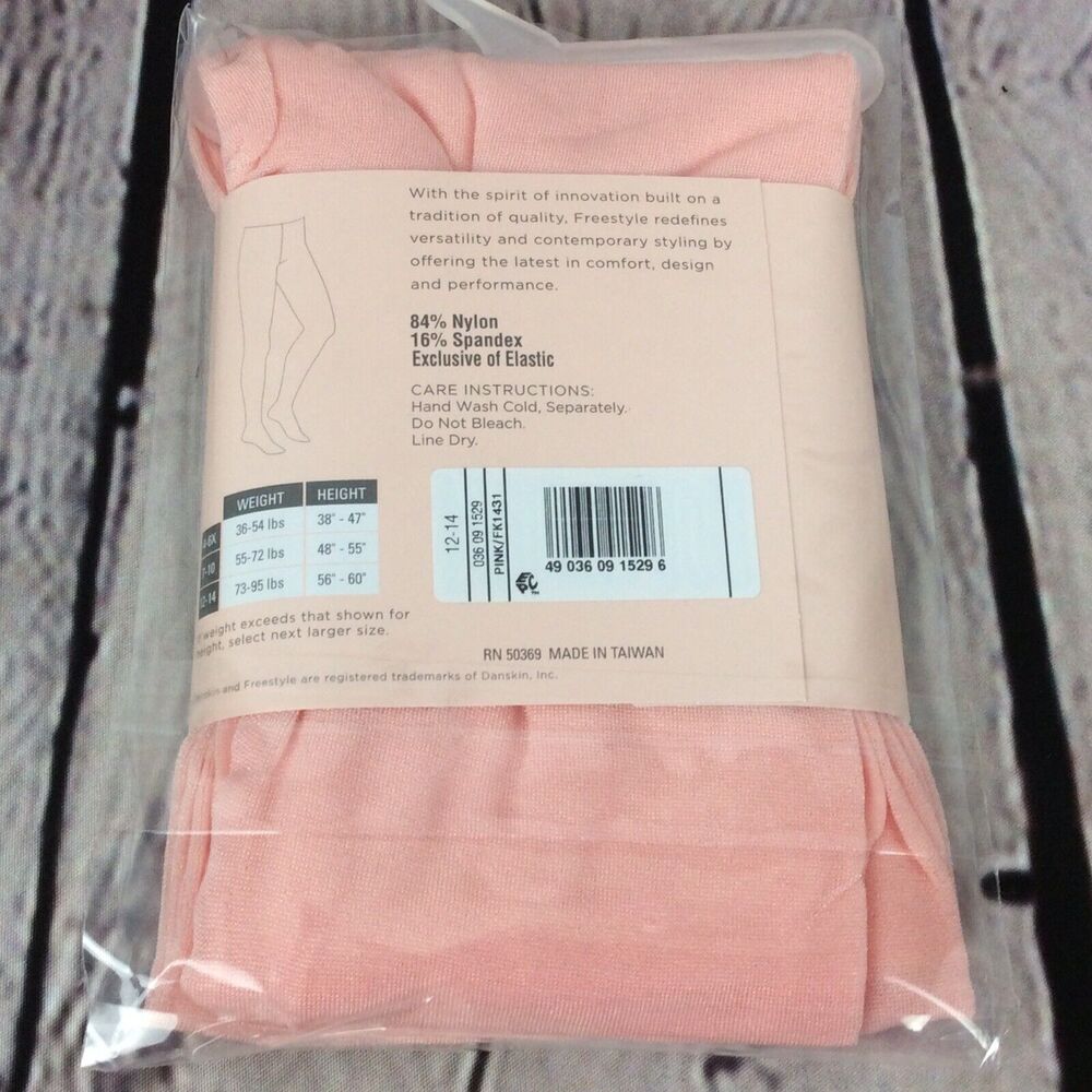 Freestyle by Danskin Footed Tights Pink Dance Ballet Girls Size 12-14 Dancewear - Picture 3 of 5